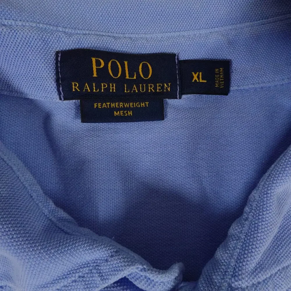Ralph Lauren Featherweight Mesh Long Sleeve Blue Polo Shirt Men's Large